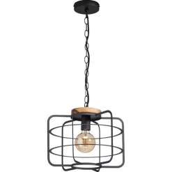 Hanglamp Wood 1-Lichts Zwart