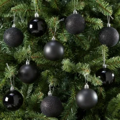 Kerstbal Zwart 10 Stuks